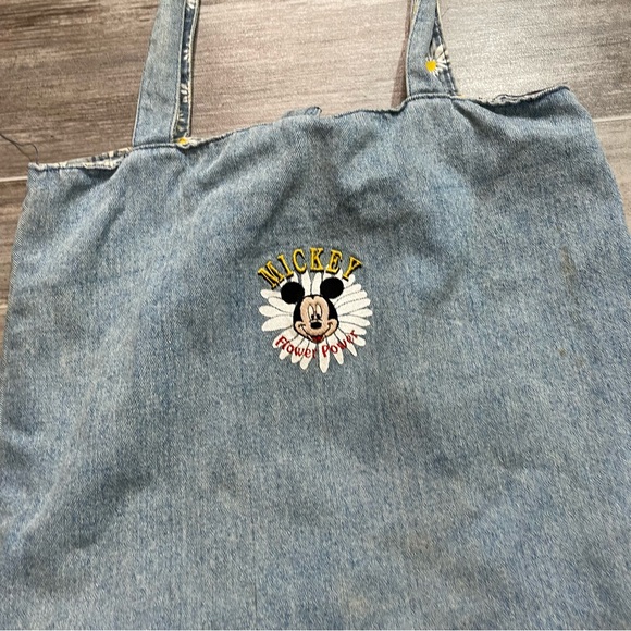 Vintage Disney Mickey Mouse Denim Tote Bag Flower Power - Picture 3 of 8